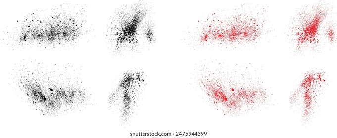 Vector grunge color negro y rojo pincel de sangre pincelada conjunto de ilustración. Diseño de Anuncio de textura grunge