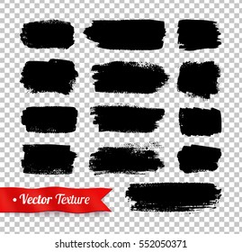 Vector grunge black watercolor brush strokes isolated on transparency background.