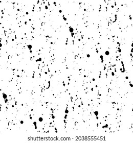El vector grunge un patrón transparente en blanco y negro con manchas de pulverización de textura dibujadas a mano. Ilustración artística monocroma para el diseño de tela, papel de pared, papel decorativo, diseño web, fondo, postal.