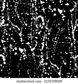 El vector grunge un patrón transparente en blanco y negro con manchas de pulverización de textura dibujadas a mano. Ilustración artística monocroma para el diseño de tela, papel de pared, papel decorativo, diseño web, fondo, postal.