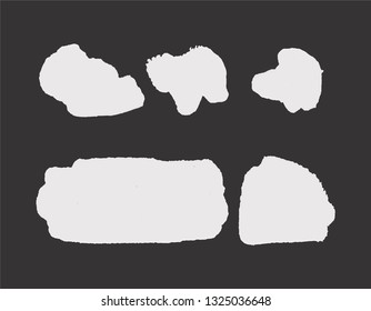 Vector grunge blot. Hand drawn brush stroke, stain for backdrop. Monochrome design elements set. One color monochrome artistic background. Black ink spot isolated on white. Abstract shape. Rough Frame