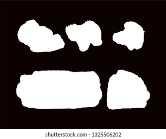 Vector grunge blot. Hand drawn brush stroke, stain for backdrop. Monochrome design elements set. One color monochrome artistic background. Black ink spot isolated on white. Abstract shape. Rough Frame