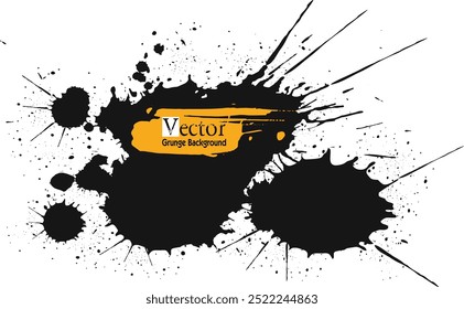 Vector grunge blot,Ink drops and splashes. Blotter spots, liquid paint drip drop splash and ink splatter. Artistic dirty grunge abstract spot vector, Illustration monochrome drip splash