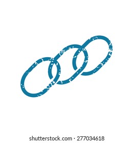 Vector grunge blue icon with chain fragment, isolated on white
