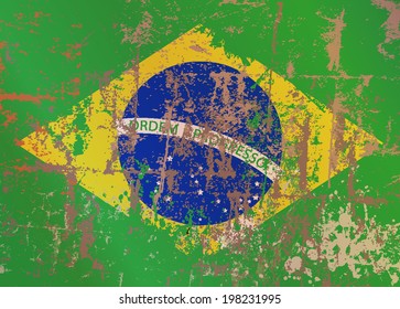 vector grunge brazil Flag - soccer illustration background