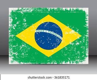 Vector grunge Brazil flag.Brazil flag with grunge texture.