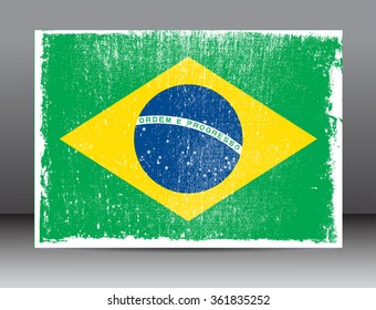 Vector grunge Brazil flag.Brazil flag with grunge texture.