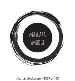 Vector grunge brush ring isolated on white. Realistic vector mascara brush stroke isolated on white. Black mascara circle. Acrylic black ring concept. Vector mascara cosmetics element.