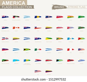 Vector grunge brush stroke flag collection of America. Big set of flag.