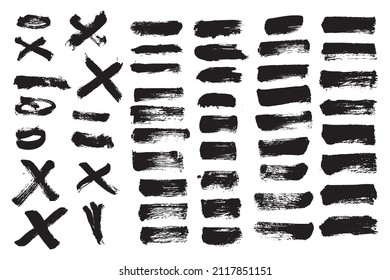 Vector grunge brush stroke set.Black paint texture.