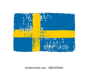Vector grunge brush stroke Sweden flag.