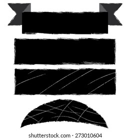 Vector grunge brush strokes backgrounds set,rectangle, brochures for text. Distress texture, isolated, black on white. Used as banners, labels, badges, frames templates.