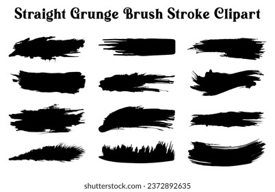 Vector Grunge brush strokes Bundle, Collection of paint brush silhouettes Set