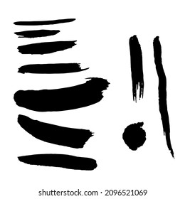 Vector grunge brush strokes . Distressed Paint stripe. Set of Black isolated paintbrush. Textured shape.