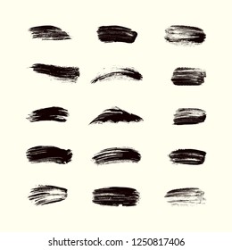 Vector grunge brushes. Black brush strokes set 