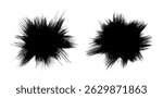 Vector Grunge Burst Background Set. Star Explosion Banner With Rough Brush Strokes And Distressed Texture. Abstract Grunge Star Sketch In Black Ink Style. Distress Texture Template