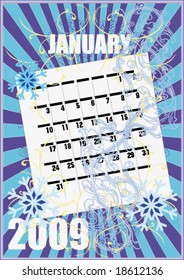 vector grunge calendar 2009