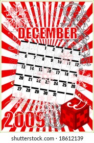 vector grunge calendar 2009