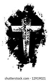 Vector grunge christian cross background