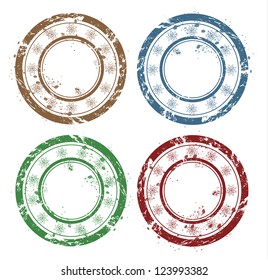 Vector grunge Christmas snowflakes stamps