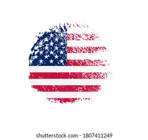 Vector grunge circle with American flag.
