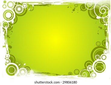 Vector grunge circle background in green