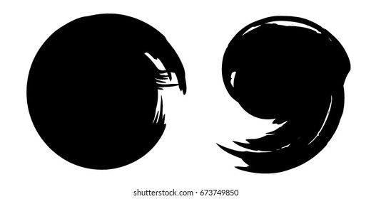 Vector Grunge Circle Brush Stroke Background. Distress Frame, Logo, Banner, Wallpaper.