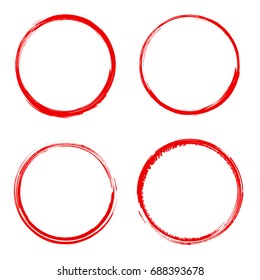 Vector grunge circle brush stroke frame isolated