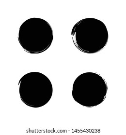 Vector grunge circle collection. Distressed round shapes set. Grungy circles.