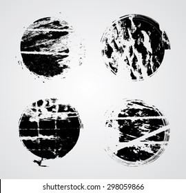 Vector Grunge Circle Collection . Distressed Geometric Rounded Shapes . 