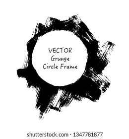 Vector grunge circle frame with brush stoke texture