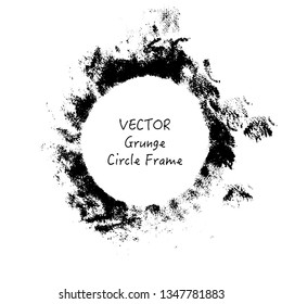 Vector grunge circle frame with brush stoke texture