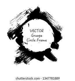 Vector grunge circle frame with brush stoke texture