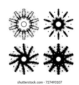 Vector Grunge Circle Logo Design Template Set . Spiral Shape Cycle Creative Symbols . Black Swirl Stroke. Vector illustration.
