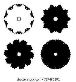 Vector Grunge Circle Logo Design Template Set . Spiral Shape Cycle Creative Symbols . Black Swirl Stroke. Vector illustration.