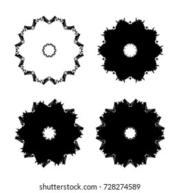 Vector Grunge Circle Logo Design Template Set . Spiral Shape Cycle Creative Symbols . Black Swirl Stroke. Vector illustration.