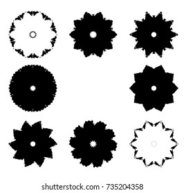 Vector Grunge Circle Logo Design Template Set . Spiral Shape Cycle Creative Symbols . Black Swirl Stroke. Vector illustration.