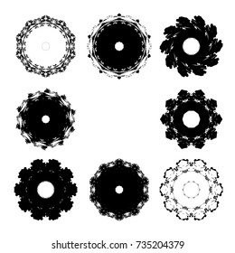 Vector Grunge Circle Logo Design Template Set . Spiral Shape Cycle Creative Symbols . Black Swirl Stroke. Vector illustration.