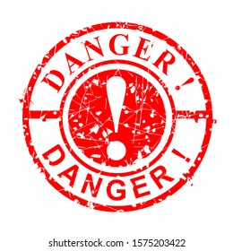 Vector Grunge Circle Red Rubber Stamp, Danger, isolated on white
