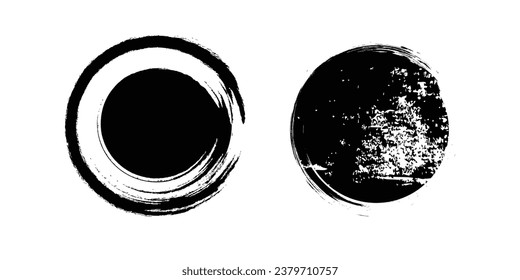 Vector grunge circle, grunge round shape, grunge banner - Color circle brush with black color isolated on white background, Vector  icon Illustration