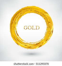 Vector grunge circle.Golden round shape.