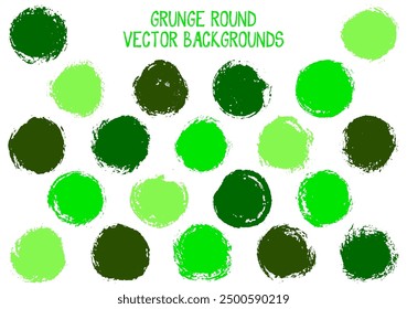 Image vectorielle grunge cercles design. Tampon à l'aquarelle texture cercle étiquettes rayées arrière-plans. Icône d'étiquette circulaire, forme de logo à la craie, éléments de bouton ovales. Ensemble d'arrière-plans bannières de forme ronde grunge.