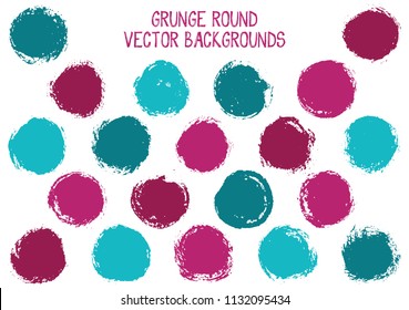 Vector grunge circles. Hipster stamp texture circle scratched label backgrounds. Circular tag icon, chalk logo shape, oval button elements. Grunge round shape banner backgrounds set.