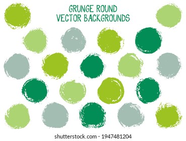 Círculos de grunge vectorial. Sectores de etiqueta rayados en círculo de textura de sello de hipster. Icono circular, forma de insignia, elementos de botón redondo. Conjunto de fondos de la pancarta de forma redondeada.