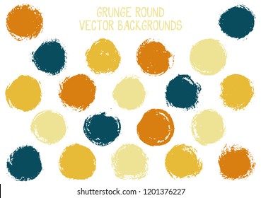 Vector grunge circles isolated. Cool watercolor stamp texture circle scratched label backgrounds. Circular icon, ink logo shape, oval button elements. Grunge round shape banner backgrounds set.