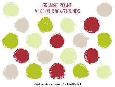 Vector grunge circles isolated. Hipster stamp texture circle scratched label backgrounds. Circular tag icon, chalk logo shape, round button elements. Grunge round shape banner backgrounds set.