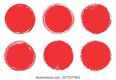 Vector Grunge Circles.Red Round Banners.