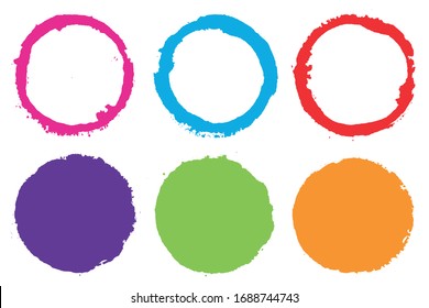 Vector grunge circles, round frames.