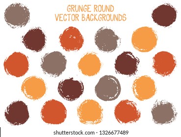 Vector grunge circles. Vintage post stamp texture circle scratched label backgrounds. Circular icon, ink logo shape, oval button elements. Grunge round shape banner backgrounds set.