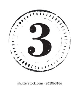 Vector grunge coin or stamp and number tree.